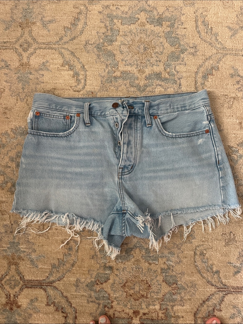 Madewell Light Wash Frayed Denim Cutoff Shorts